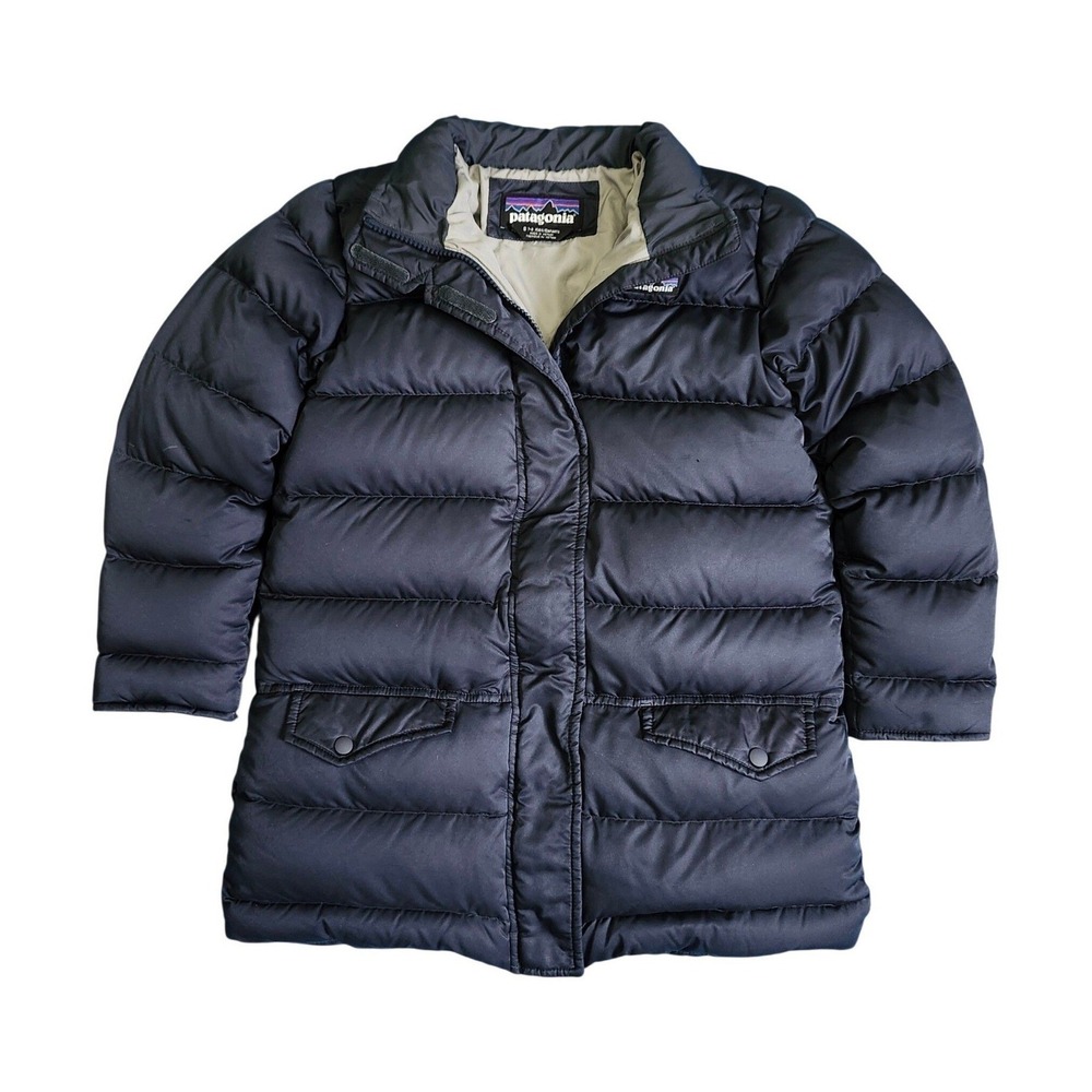 Patagonia Kids Silent Down Parka Jacket Navy Blue Small S 7-8 No Hood